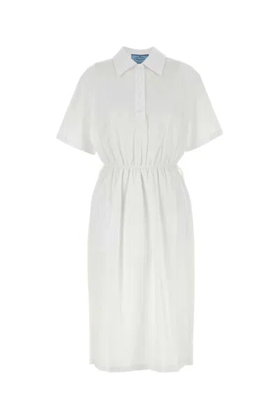 PRADA PRADA WHITE POPLIN SHIRT DRESS