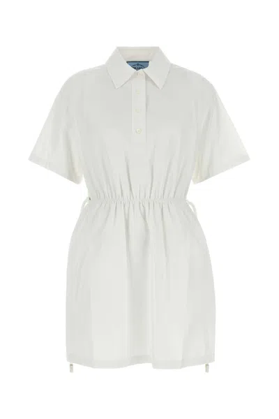 PRADA PRADA WHITE POPLIN SHIRT DRESS