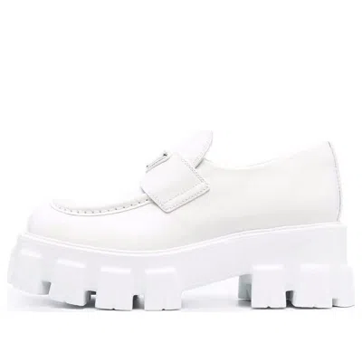 PRADA (WMNS) PRADA Brushed Leather Monolith Loafers 'White'