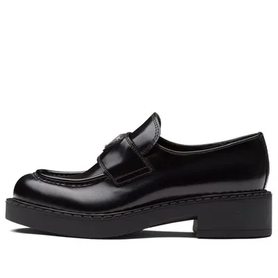 PRADA (WMNS) PRADA Chocolate 50mm Brushed Leather Loafer 'Black'