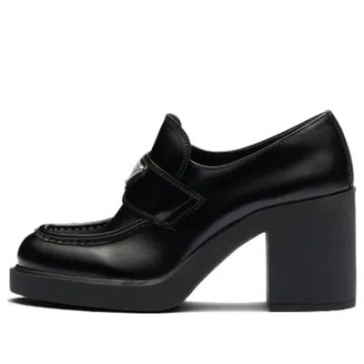 PRADA (WMNS) PRADA Chocolate Brushed Leather Loafers 'Black'