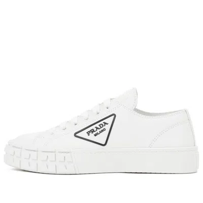PRADA (WMNS) PRADA Downtown Brushed Leather Sneakers 'White'