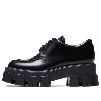 PRADA (WMNS) PRADA Monolith Brushed Calf Derby Shoes 'Black'