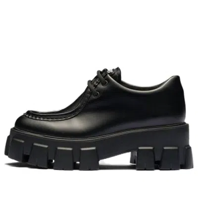PRADA (WMNS) PRADA Monolith Brushed Leather Lace-up Shoes 'Black'