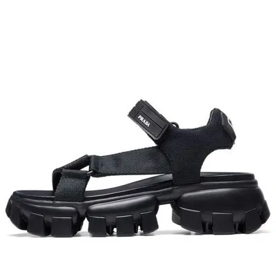 PRADA (WMNS) PRADA Sporty Woven Nylon Tape Sandals 'Black'
