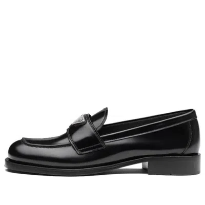 PRADA (WMNS) PRADA SS22 Unlined brushed leather loafers 'Black'