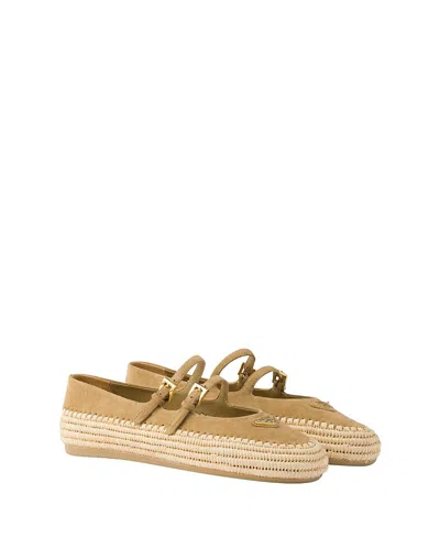 PRADA WOMEN'S SUEDE BALLERINAS