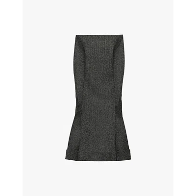 PRADA WOMENS PRADA CONTRAST-PANEL MID-RISE WOOL MIDI SKIRT