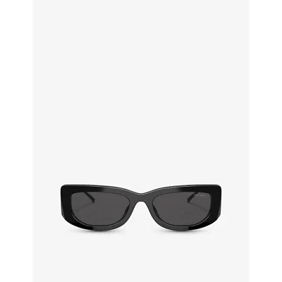PRADA WOMENS BLACK PR 14YS RECTANGLE-FRAME ACETATE AND METAL SUNGLASSES