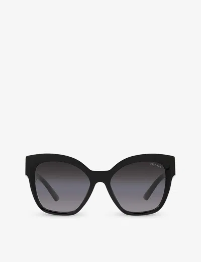 PRADA WOMENS BLACK PR 17ZS SQUARE-FRAME LOGO-EMBELLISHED ACETATE SUNGLASSES