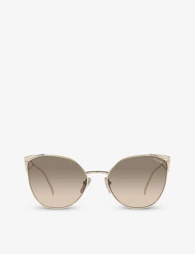 PRADA WOMENS GOLD PR 50ZS CAT-EYE METAL SUNGLASSES