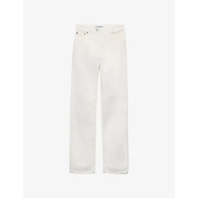 PRADA WOMENS WHITE FIVE-POCKET HIGH-RISE STRAIGHT-LEG DENIM JEANS