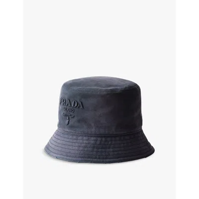 PRADA WOMENS PRADA LOGO-EMBOSSED NYLON BUCKET HAT