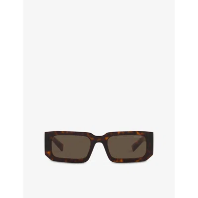 PRADA WOMENS BROWN PR 06YS RECTANGLE-FRAME ACETATE SUNGLASSES