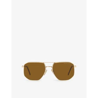 PRADA WOMENS GOLD PR 59YS SQUARE-FRAME METAL SUNGLASSES