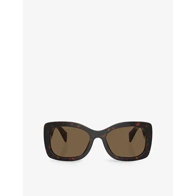 PRADA WOMENS BROWN PR A08S OVAL-FRAME ACETATE SUNGLASSES