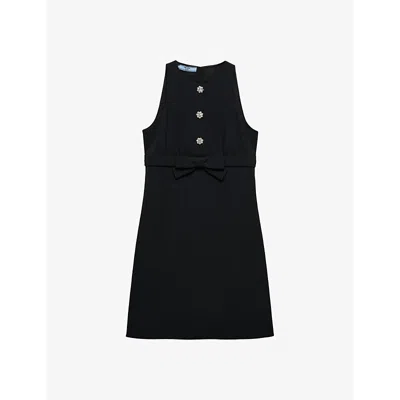 PRADA WOMENS BLACK SABLÈ COMPACT WOVEN MINI DRESS
