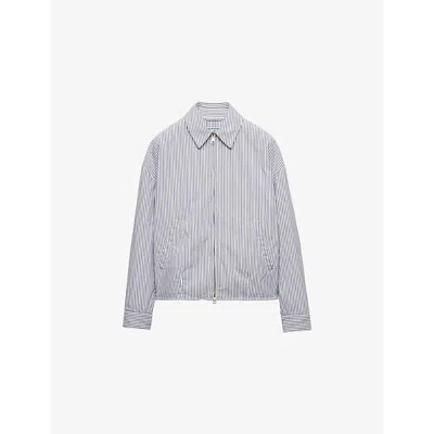 PRADA WOMENS WHITE STRIPED REGULAR-FIT WOVEN JACKET