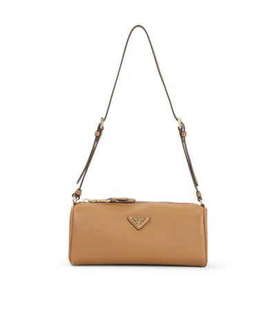 PRADA PRADA LOGO PLAQUE ZIP-UP SHOULDER BAG
