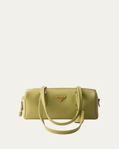 PRADA ZIP SOFT GRAIN LEATHER SHOULDER BAG