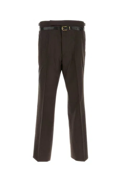 PRADA PRADA DARK BROWN MOHAIR BLEND WIDE LEG PANT