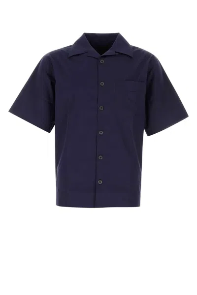 PRADA PRADA NAVY BLUE POPLIN SHIRT