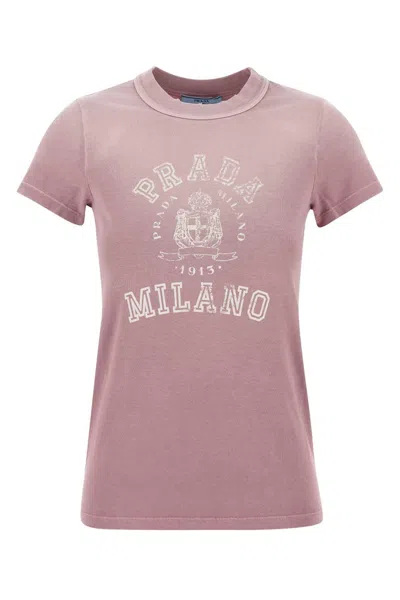 PRADA PRADA PINK COTTON T SHIRT
