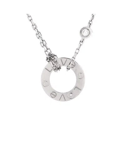 PRE-OWNED CARTIER PRE-OWNED CARTIER 2 DIAMONDS LOVE PENDANT NECKLACE 18K WHITE GOLD WITH DIAMONDS