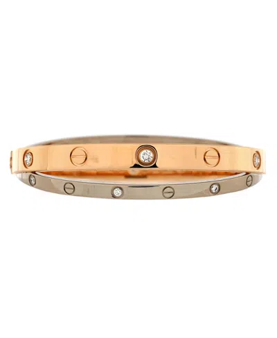 PRE-OWNED CARTIER PRE-OWNED CARTIER DOUBLE LOVE BRACELET 18K ROSE GOLD WITH 18K WHITE GOLD WITH DIAMONDS