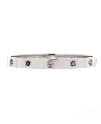 PRE-OWNED CARTIER PRE-OWNED CARTIER LOVE 10 STONE BRACELET 18K WHITE GOLD WITH AQUAMARINE, SAPPHIRE, SPINEL AND AMETHY