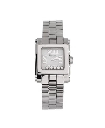 PRE-OWNED CHOPARD PRE-OWNED CHOPARD HAPPY SPORT SQUARE QUARTZ WATCH IN STAINLESS STEEL WITH FLOATING DIAMONDS 23MM