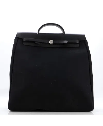 PRE-OWNED HERMES PRE-OWNED HERMES MM HERBAG TOILE AND LEATHER