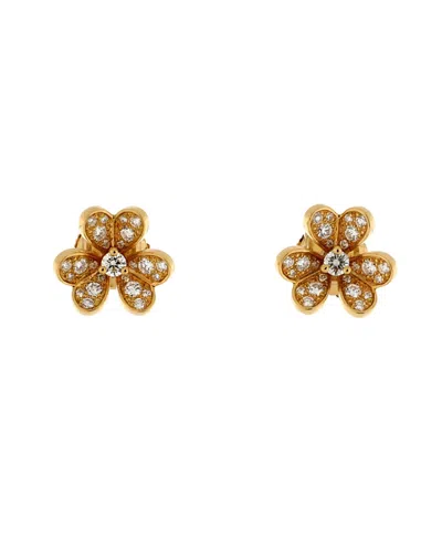 PRE-OWNED VAN CLEEF & ARPELS PRE-OWNED VAN CLEEF & ARPELS MINI FRIVOLE STUD EARRINGS 18K GOLD AND PAVE DIAMONDS