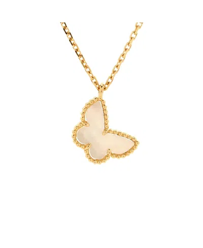 PRE-OWNED VAN CLEEF & ARPELS PRE-OWNED VAN CLEEF & ARPELS SWEET ALHAMBRA BUTTERFLY PENDANT NECKLACE 18K GOLD AND MOTHER OF PEARL