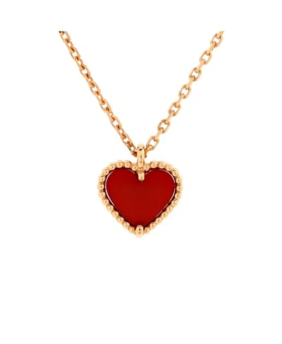 PRE-OWNED VAN CLEEF & ARPELS PRE-OWNED VAN CLEEF & ARPELS SWEET ALHAMBRA HEART PENDANT NECKLACE 18K ROSE GOLD AND CARNELIAN