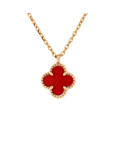 PRE-OWNED VAN CLEEF & ARPELS PRE-OWNED VAN CLEEF & ARPELS SWEET ALHAMBRA PENDANT NECKLACE 18K ROSE GOLD AND CARNELIAN