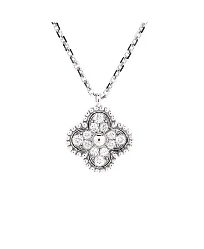 PRE-OWNED VAN CLEEF & ARPELS PRE-OWNED VAN CLEEF & ARPELS SWEET ALHAMBRA PENDANT NECKLACE 18K WHITE GOLD WITH DIAMONDS