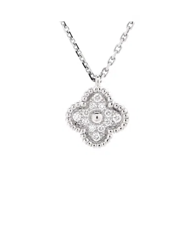 PRE-OWNED VAN CLEEF & ARPELS PRE-OWNED VAN CLEEF & ARPELS SWEET ALHAMBRA PENDANT NECKLACE 18K WHITE GOLD WITH DIAMONDS