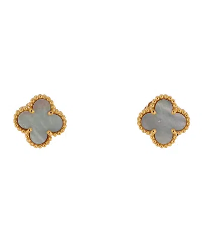 PRE-OWNED VAN CLEEF & ARPELS PRE-OWNED VAN CLEEF & ARPELS SWEET ALHAMBRA STUD EARRINGS 18K GOLD AND MOTHER OF PEARL