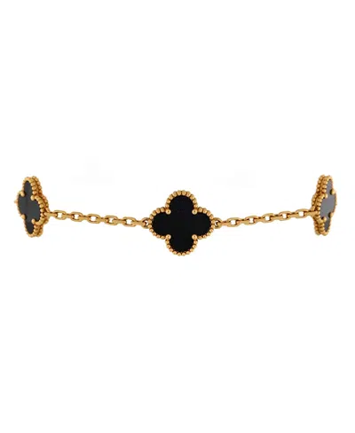 PRE-OWNED VAN CLEEF & ARPELS PRE-OWNED VAN CLEEF & ARPELS VINTAGE ALHAMBRA 5 MOTIFS BRACELET 18K GOLD AND ONYX