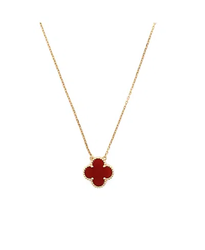 PRE-OWNED VAN CLEEF & ARPELS PRE-OWNED VAN CLEEF & ARPELS VINTAGE ALHAMBRA PENDANT NECKLACE 18K GOLD AND CARNELIAN