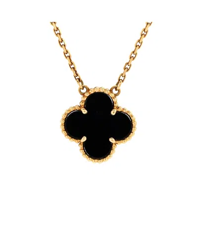 PRE-OWNED VAN CLEEF & ARPELS PRE-OWNED VAN CLEEF & ARPELS VINTAGE ALHAMBRA PENDANT NECKLACE 18K GOLD AND ONYX