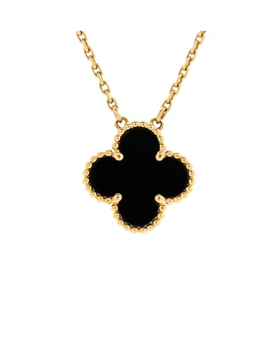 PRE-OWNED VAN CLEEF & ARPELS PRE-OWNED VAN CLEEF & ARPELS VINTAGE ALHAMBRA PENDANT NECKLACE 18K GOLD AND ONYX