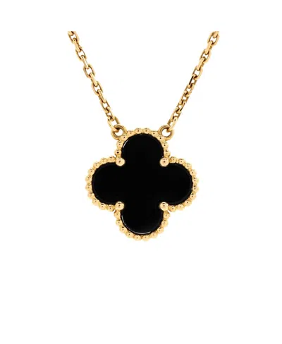 PRE-OWNED VAN CLEEF & ARPELS PRE-OWNED VAN CLEEF & ARPELS VINTAGE ALHAMBRA PENDANT NECKLACE 18K GOLD AND ONYX