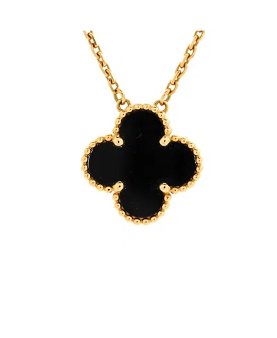 PRE-OWNED VAN CLEEF & ARPELS PRE-OWNED VAN CLEEF & ARPELS VINTAGE ALHAMBRA PENDANT NECKLACE 18K GOLD AND ONYX