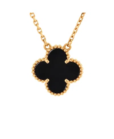 PRE-OWNED VAN CLEEF & ARPELS PRE-OWNED VAN CLEEF & ARPELS VINTAGE ALHAMBRA PENDANT NECKLACE 18K GOLD AND ONYX