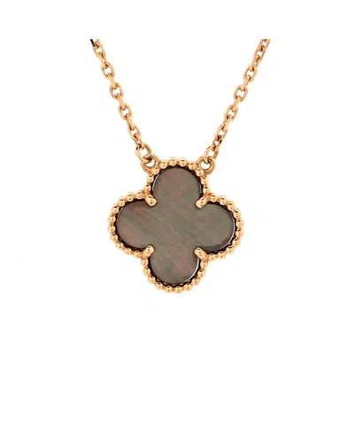 PRE-OWNED VAN CLEEF & ARPELS PRE-OWNED VAN CLEEF & ARPELS VINTAGE ALHAMBRA PENDANT NECKLACE 18K ROSE GOLD AND GREY MOTHER OF PEAR