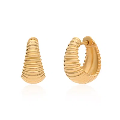 PREETI SANDHU WOMEN'S GOLD RIDGED BASKET VERMEIL HOOPS