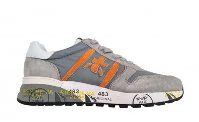 PREMIATA PREMIATA SCHUHE HERREN SNEAKER WILDLEDER LANDER 5677 GRAU-ORANGE