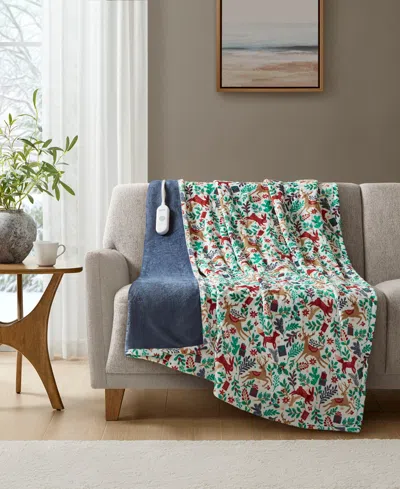 PREMIER COMFORT HEATED COZY PLUSH REVERSIBLE THROW, 50" X 60"